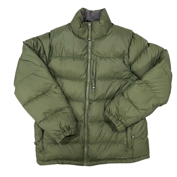 L L Bean Men's M Ultralight 850 Down Puffer Jacket Coat Green Packable OFKF7 - Picture 1 of 8